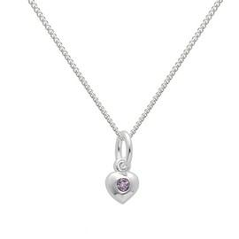 Sterling Silver & Alexandrite CZ Crystal June Birthstone Heart Necklace on 16 Inches Chain