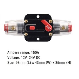 ZOOKOTO 150 Amp Circuit Breaker with Manual Reset Fuse Holder 150A Solar Panel Fuse for Auto Car Marine Boat Stereo Switch Audio Inverter System Protection