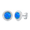 Twoowl Blue Opal Stud Earrings 925 Sterling Silver Blue Stone