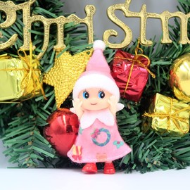 Christmas Elf, Tiny Elf Doll, Christmas Elf Figures, Mini Elves, Santa Claus Little Helper with Movable Head and Feet, Little Elf Doll Toy for Boys Girls (Pink)
