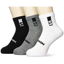 Salomon Everyday ANKLE 3-Pack Socks, 3-Pack (Everyday Ankle 3 Pack), BLACK/WHITE/MED GREY MELANGE, M