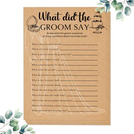 Bridal Shower Games, What Did The Groom Say Bridal Shower Game, Set of 30 Cards, Bridal Games for Showers, Engagement Party Games, Rustic Wedding Shower Games, Wedding Games