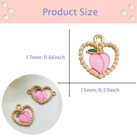 Yukfhgt Cute Pearl Love Peach Fruit Charm Alloy Enamel Charm 20 Pcs Sweet Style Decoration Charms Accessories Making Earring Necklace Bracelet Keychains Pendant (Single Hole)