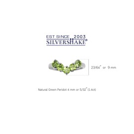 Silvershake 1.4ct. 5 Stone Natural Peridot V Shape White Gold Plated 925 Sterling Silver Ring, Sterling Silver, Peridot