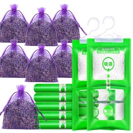 Pack of 7 dehumidifiers, 50 g lavender bags, 7 bags, scented sachets for wardrobe, dehumidifier cabinet, lavender bags for wardrobe, removes moisture and bad odours in clothes