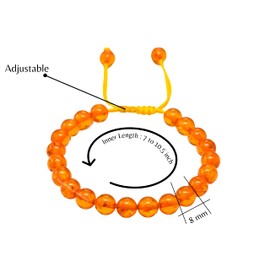Amber Quartz Bracelet for Women Men's Gifts - Protection Healing Crystal Bracelet - 8mm Gemstone Beaded Adjustable Bracelet Pulseras Para Hombres Mujer Stocking Stuffers