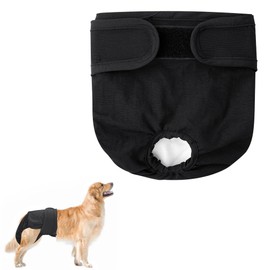 Aomig Dog Nappies for Female Dogs, Black Washable Leak-Proof Heat Pants for Female Dogs, Reusable Sanitary Towels Panties for Female Pets, Highly Absorbent Ncontinence Dog Nappies