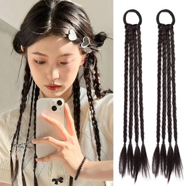 Yokosen Hair Extensions, Ponytail Ring, 17.7 inches (45 cm), Braided Wig, Hair Extension, Twin Tails, Elastic Included, Easy Installation, Hair Accessory, Partial Wig, Extension, Point Wig, Adults