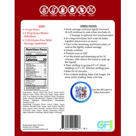 Mom's Place Gluten-Free, Egg Free & Dairy Free Sensational Stuffing Mix, Quick & Easy to Make, Vegan, Nut Free & Soy Free, 8.5 oz.