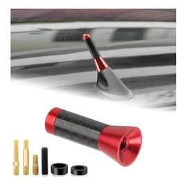 FSTURIOS Car Short Antenna, 1.37" Stubby Aluminum Radio Antenna Replacement with Screws Gaskets, Vehicle Roof Carbon Fiber Mini Aerial Antennas for AM/FM Reception, Car Accessories (Red)