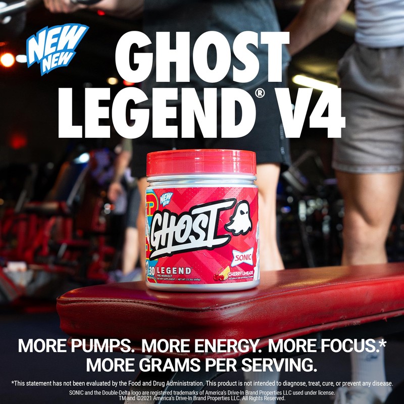 GHOST Legend Pre Workout Powder, Sonic Cherry Limeade - 30