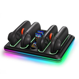 Charging Dock Compatible with Switch 2 Joy-Cons Controllers - 4-Port Charger Station with LED Indicators - Fast Charging Compatible for Nintedos Switch2 Joy-Cons with Charging Cable (Flat)