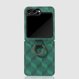 Design Skin (신세계김해점)( 갤럭시 Z플립6 ) 링 그립 포켓 바타입 ver.2-그린/모노그램 ITM42866 (Shinsegae Gimhae Branch) (Galaxy Z Flip 6) Ring Grip Pocket Bat Type Ver.2 - Green/Monogram ITM42866