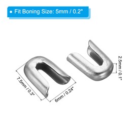 PATIKIL 5 mm Spiral Boning Tips for Sewing 50 Pieces Stainless Steel Spiral Boning Tips Caps for Corset Garment Crafts Silver Tone