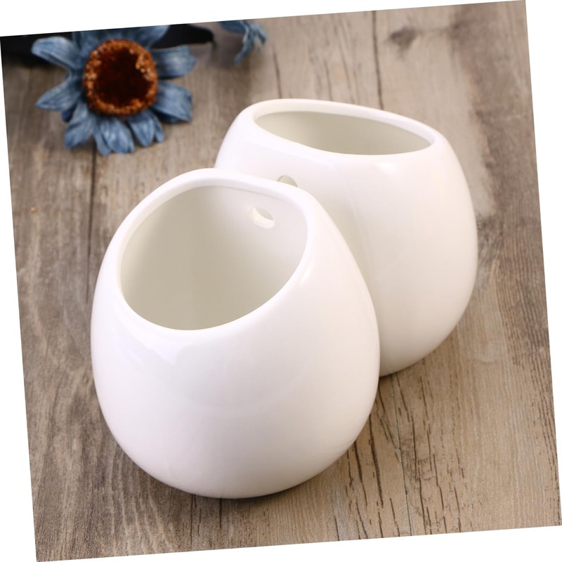 Totority 2pcs Hanging Ceramic Flowerpot for Wall Planters for Succulent