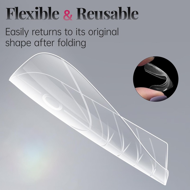 krofaue 150pcs Coffin Nail Dual Forms with UV Nail Light
