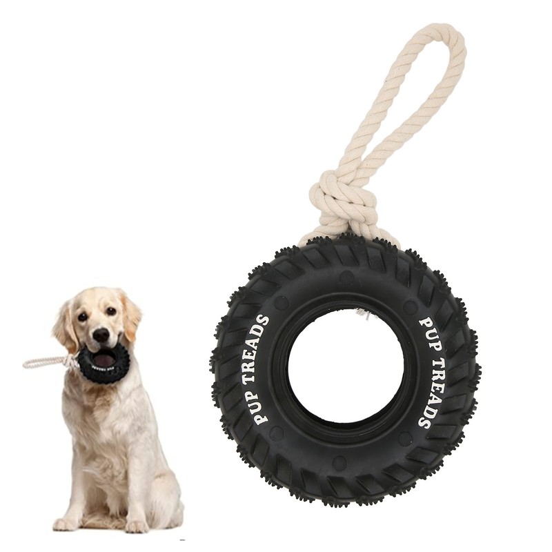 Dog Tire Chewing Toy Bite Resistant Treat Dispensing Rubber Aggressive
