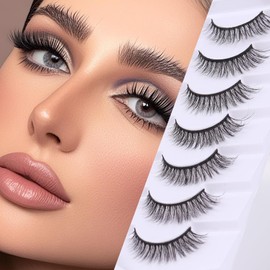 3D Mink False Eyelashes - Wispy Lashes Strips for Natural Look, Reusable Volume Lashes, Cruelty-Free Faux Mink Eyelashes for Eye Makeup (7 Pairs)