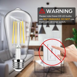 12-Pack Vintage LED Edsion Bulbs 100W Equivalent, E26 Base Bulb 8W 5000K