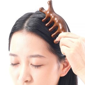 원목 두피 마사지 빗 괄사 지압봉 나무 브러시 셀프 헤어케어 건강 소품 Wooden Scalp Massage Comb Gua Sha Acupressure Stick Wood Brush Self Hair Care Health Item