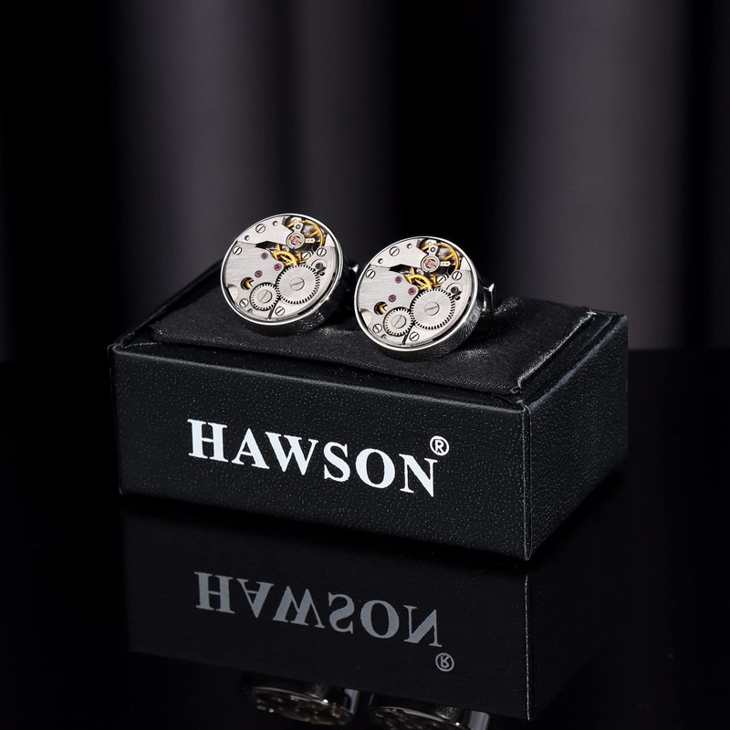 HAWSON Watch Movements Cufflinks for Man Shirt, Wedding Business Jewelry.