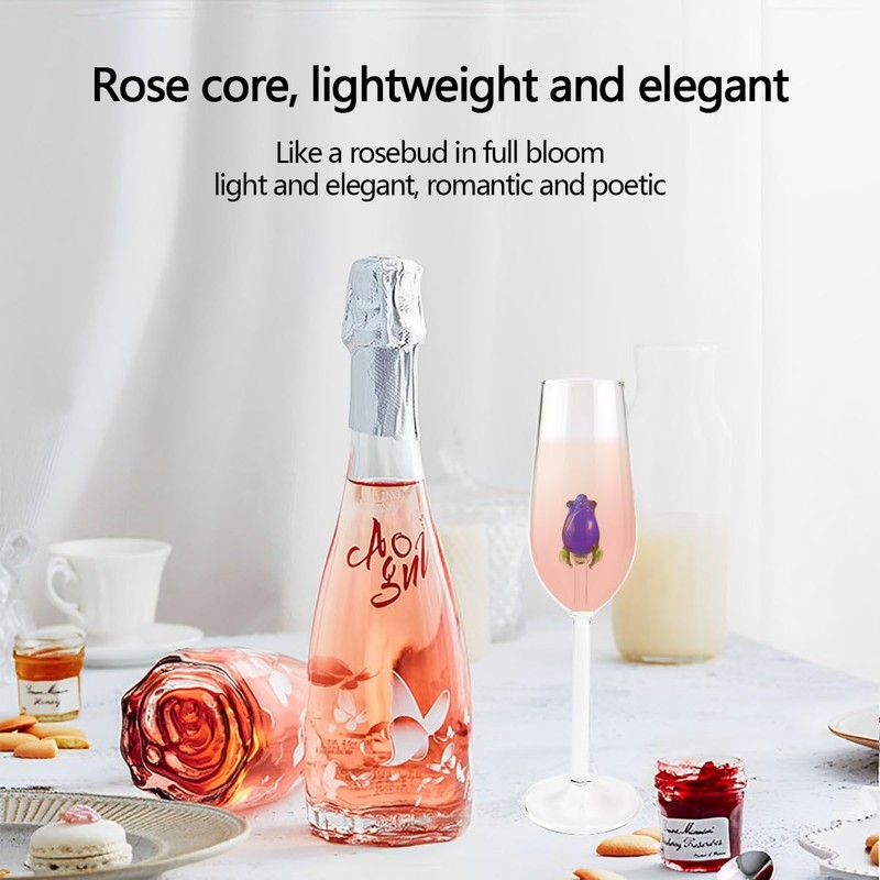 Rose Wine Glass with Rose Inside Unique Flower Wine Goblet