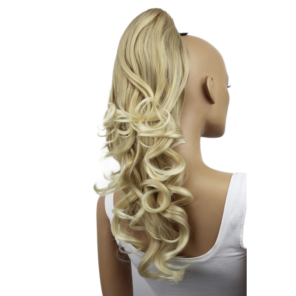 PRETTYSHOP 20" Hair Piece Pony Tail Clip On Extension Voluminous Curly Heat-Resisting Blonde # 25T613 H206