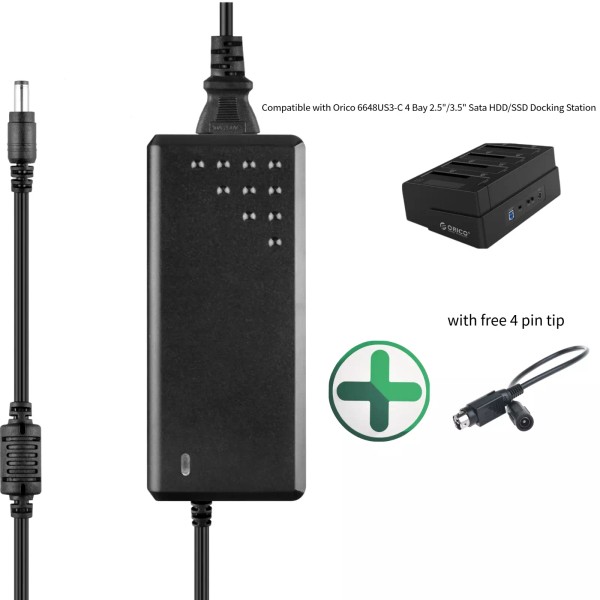 For Orico 12V 4Pin Adapter For Orico 6648US3C 4 Bay