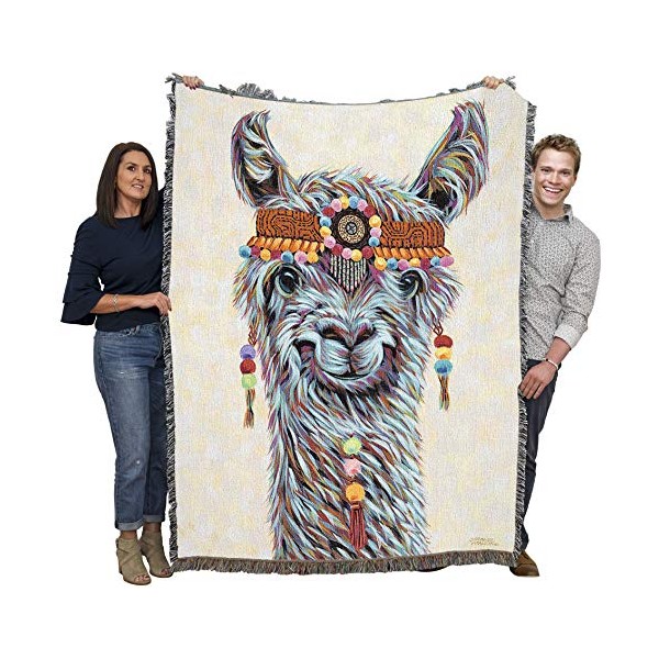 Hippie Llama - Carolee Vitaletti - Blanket Throw Woven from
