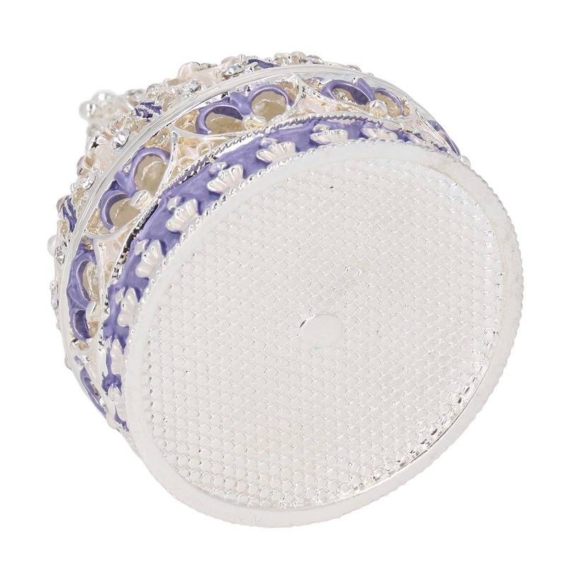 Metal Trinket Box Purple Crown Shape Shiny Elegant Exquisite Zinc