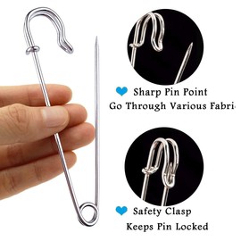 4 Inch Large Safety Pins Strong Metal Kilt Pins Nappy Pins Safety Lock Extra Large Steel for Arts & Crafts Dressmaking Jewelry Household safety pins large safety pins for clothes