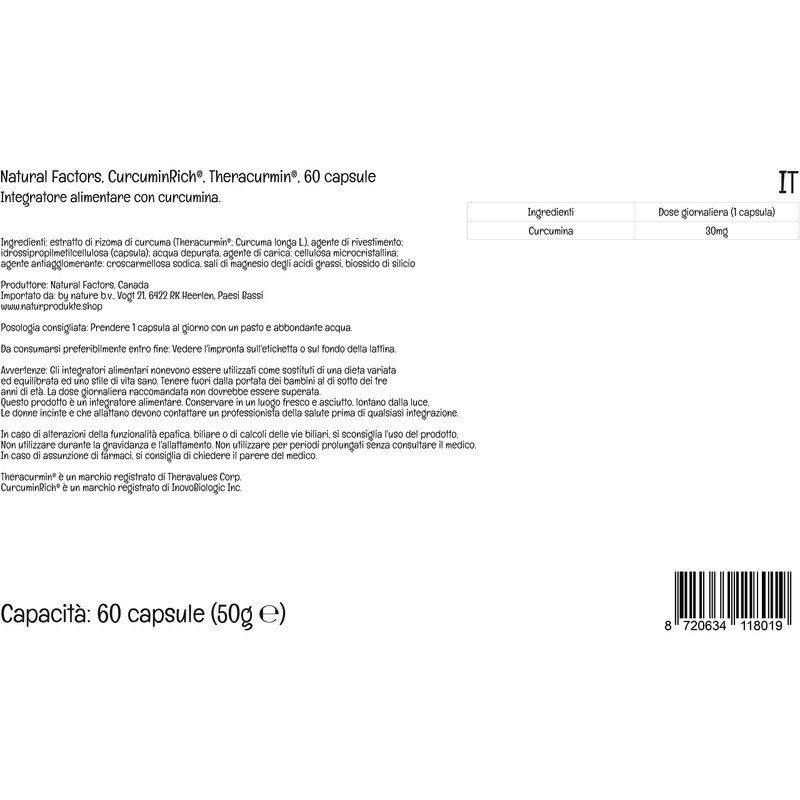 Natural Factors, CurcuminRich Theracurmin, Turmeric Extract, 30mg Curcumin, High Bioavailability,