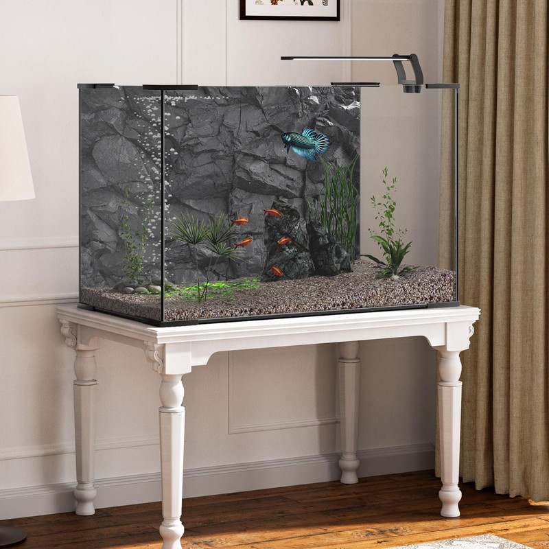 MIRRORANG 180x46cm Stone Aquarium Background Black Rock Fish Tank Poster
