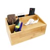 Natural Bamboo Wooden Multi-Function Tissue Box Holder - 4 Compartment