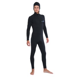 Men's Full Body Stinger Swimsuit Surf Suit with Builtin Hood UV Protection Swimwear UPF50+ Black (US, Alpha, 3X-Large, Regular, Regular, Standard, Black)