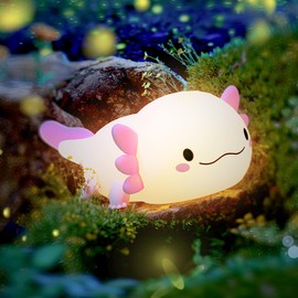 UNEEDE UNEEDE Axolotl Night Light for Kids,Animal Silicone Nursery Night Lamp, Rechargeable Table Lamp Bedside Lamp,Cute Room Decor Night Light for Bedroom,Living Room,Dining,Desk Decorations,Gift