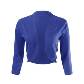 Allsense - Cárdigan corto de manga 3/4 para mujer, tela ligero para vestidos y ropa de noche, Azul Real, M