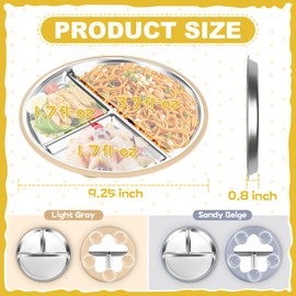 OVV Stainless Steel Kids Plates (2 Pack) – 9 Inch Toddler Divided Plates with ﻿Removable Silicone Sleeves & 5 Suction Cups Baby Self Feeding | Mess-Free Mealtime | Dishwasher Safe