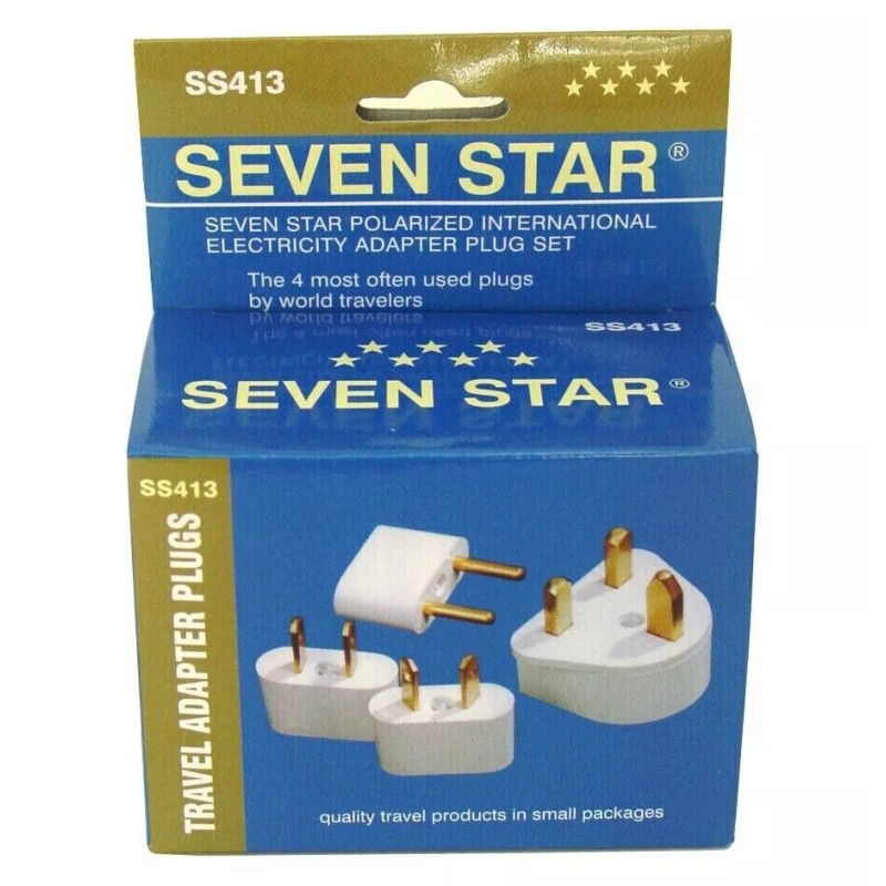 SEVEN STAR 4-PACK US EU UK AU International Travel Adapter