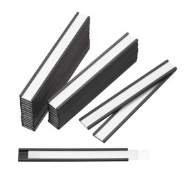 MECCANIXITY Label Holders 0.5" x 4" C Channel Rubber Magnetic for Metal Shelves Organize, Office File Cabinets Pack of 60