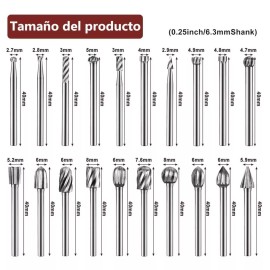 LOVLYLOVLY 20 Pzs Kit Fresas Para Madera Carburo Para Dremel Mototool