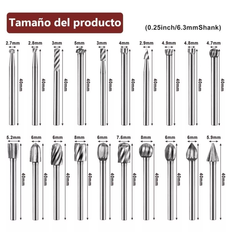 LOVLYLOVLY 20 Pzs Kit Fresas Para Madera Carburo Para Dremel