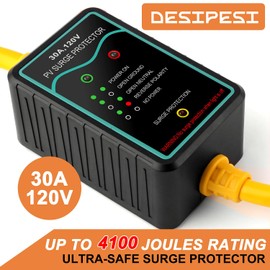 DESIPESI RV Surge Protector 30 Amp with Smart Circuit Analyzer, Waterproof, Grip Handles, 10000 Joules Surge Protection for RV, Camper, Trailer, Truck, Motorboat, Yacht, and Mobilhome