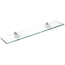 Spancraft Glass O-10x24-Brushed Steel Oriole Glass Shelf, Brushed Steel, 10" x 24"