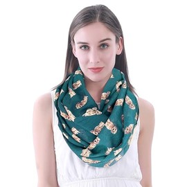 Lina & Lily Cockapoo Dog Print Women's Infinity Scarf Lightweight (Teal Blue)