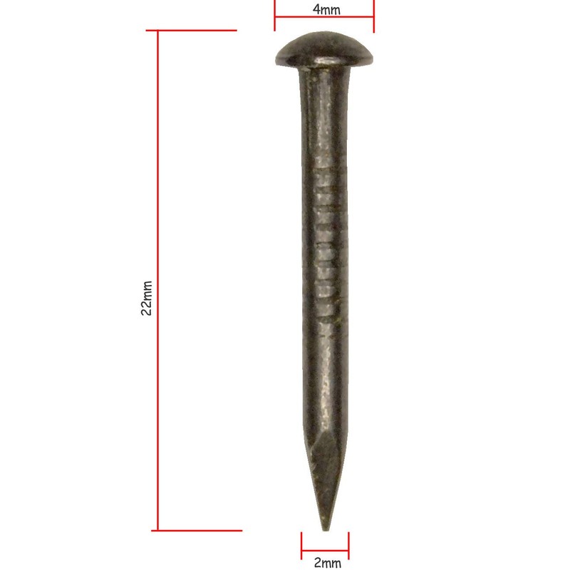 FUXXER® 50 x Antique Brass Design Round Head Nails, Vintage