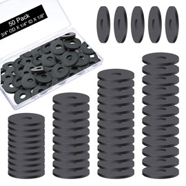 50 Packs Rubber Flat Washers Heavy Duty Abrasion Resistant 3/4" OD X 1/4" ID X 1/8 Inch Thickness Black Neoprene Industrial Rubber Spacer