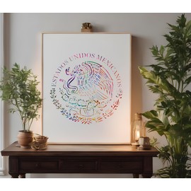 Mexican Flag Stencil Template Reusable for Painting on Walls, Wood, Arts and Crafts - 11 x 17 Inches