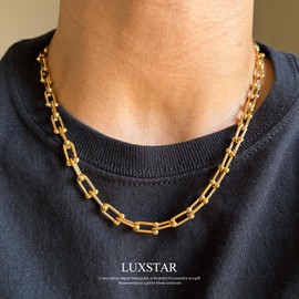 LUXSTAR Women's U-Link Chain Necklace, Hypoallergenic, Stainless Steel, 45 cm, Stainless Steel, No Gemstone