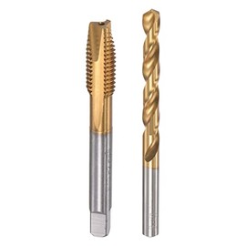 uxcell M10 x 1.5 Spiral Point Thread Tap and 8.5mm Twist Drill Bit Set, Metric Titanium Plated 6542 High Speed Steel Machine Screw Thread Tap Threading Tool